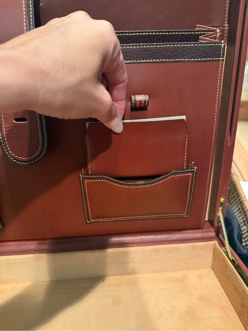 Men's Leather Briefcase in Chestnut Brown with Top Handle